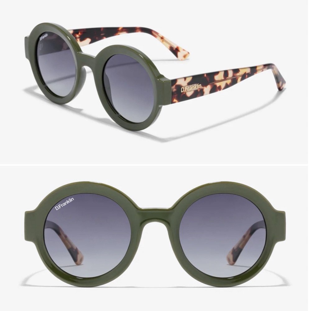 D. Franklin 913 Green & Tortoise Round Polarized Sunglasses